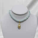 Seashell Rope Necklace in Aqua