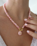 Pink Jade Carabiner Necklace