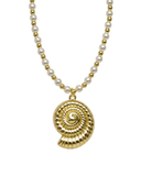 Pearl & Gold Seashell Choker Necklace