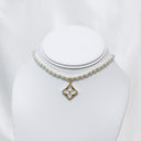 Pearl & Gold Flower Choker Necklace