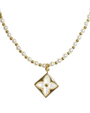 Pearl & Gold Flower Choker Necklace