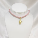 Seashell Rope Necklace in Pink