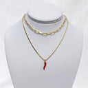 Mini Red Italian Horn Necklace